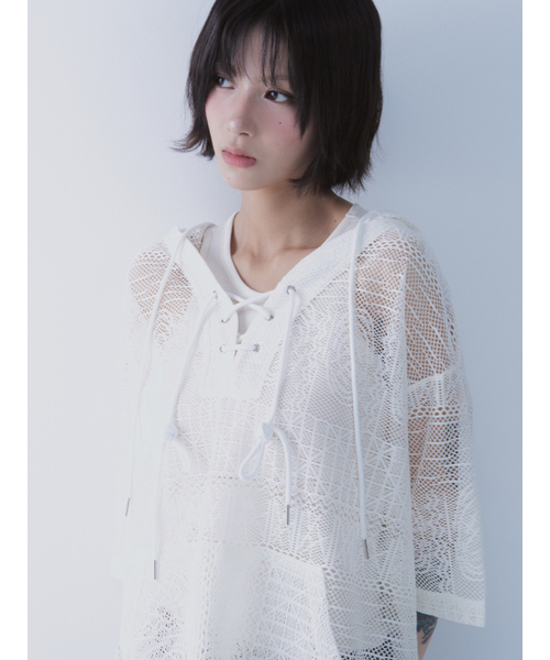 SETSETSET(セットセットセット)の「ボヘミアン レース フーディー ホワイト(Tシャツ/カットソー・レディース・その他・ONE SIZE)」の9枚目の写真