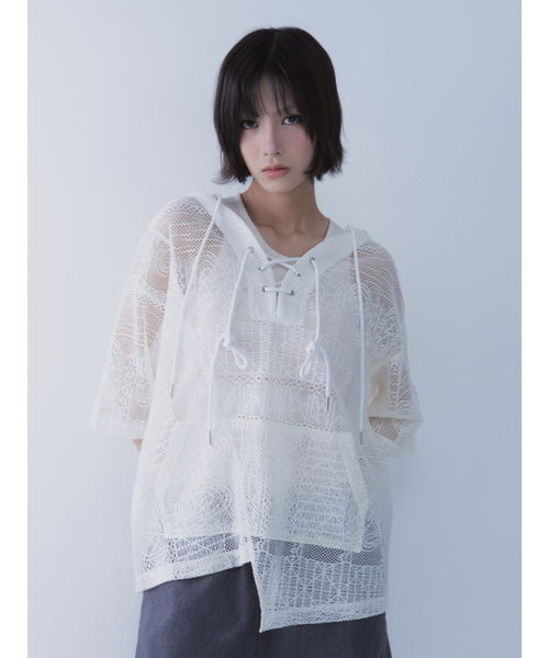 SETSETSET(セットセットセット)の「ボヘミアン レース フーディー ホワイト(Tシャツ/カットソー・レディース・その他・ONE SIZE)」の10枚目の写真