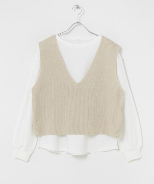 ITEMS URBANRESEARCH(アイテムズ アーバンリサーチ)の「ニットベスト×ボリュームスリーブカットソー(ベスト・レディース・ライトベージュ/グレー系その他/ブラック・FREE)」の10枚目の写真