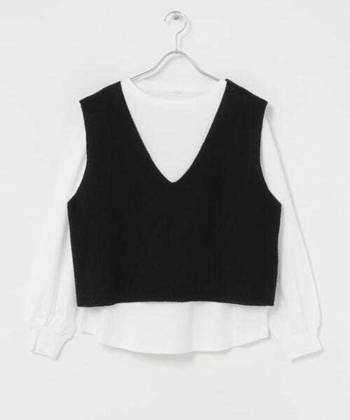 ITEMS URBANRESEARCH(アイテムズ アーバンリサーチ)の「ニットベスト×ボリュームスリーブカットソー(ベスト・レディース・ライトベージュ/グレー系その他/ブラック・FREE)」の17枚目の写真