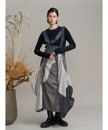 UN3D.（アンスリード）の「WAVE PATCHWORK JUMPER SKIRT   ウェーブパッチワークジャンパースカート（ジャンパースカート）」