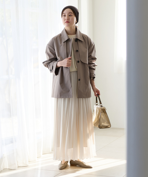 IENA（イエナ）の「シアーメッシュプリーツスカート（スカート・レディース・アイボリー/キャメル・36/38）」の4枚目の写真