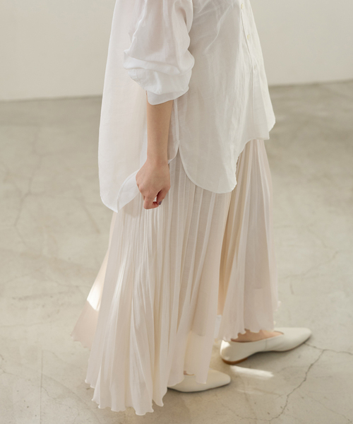 IENA（イエナ）の「シアーメッシュプリーツスカート（スカート・レディース・アイボリー/キャメル・36/38）」の8枚目の写真