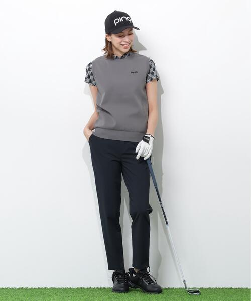 PING（ピン）の「【PING APPAREL】AZモノグラムジャカードブロックロゴ半袖ポロシャツ ＜PERFORMANCE＞ (LADIES)（ポロシャツ・レディース・ホワイト/ブラック/グレー・M/L/LL/S）」の4枚目の写真