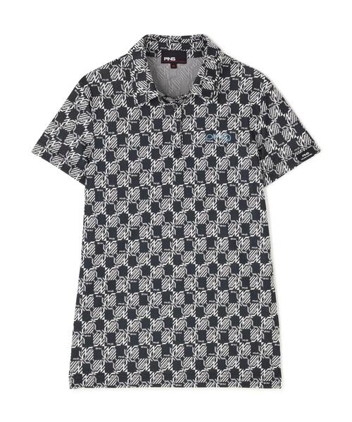 PING（ピン）の「【PING APPAREL】AZモノグラムジャカードブロックロゴ半袖ポロシャツ ＜PERFORMANCE＞ (LADIES)（ポロシャツ・レディース・ホワイト/ブラック/グレー・M/L/LL/S）」の5枚目の写真