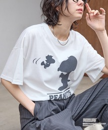 PEANUTS（ピーナッツ）の「【PEANUTS   SNOOPY】別注 ピーナッツ スヌーピー モチーフデザイン 刺繍プリント オーバーサイズ半袖Tシャツ（Tシャツ/カットソー）」