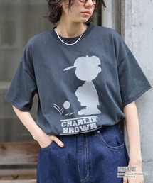 PEANUTS（ピーナッツ）の「【PEANUTS   SNOOPY】別注 ピーナッツ スヌーピー モチーフデザイン 刺繍プリント オーバーサイズ半袖Tシャツ（Tシャツ/カットソー）」