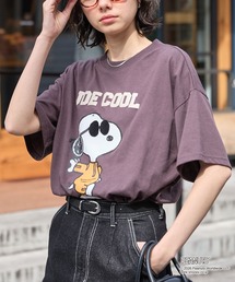 PEANUTS（ピーナッツ）の「【PEANUTS   SNOOPY】別注 ピーナッツ スヌーピー モチーフデザイン 刺繍プリント オーバーサイズ半袖Tシャツ（Tシャツ/カットソー）」