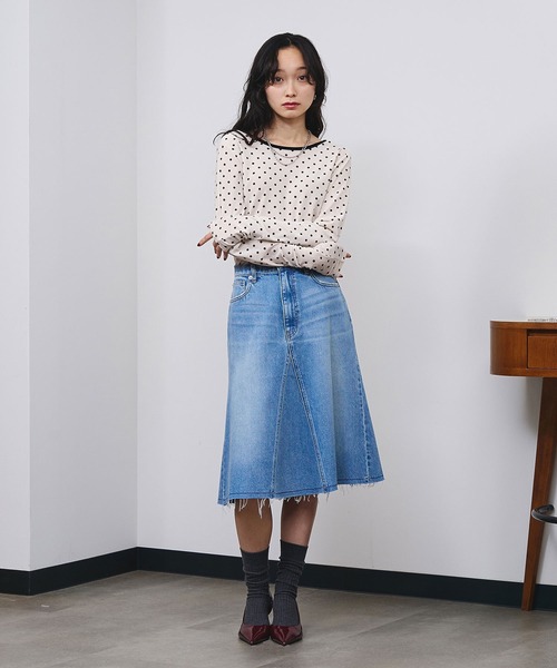 ROSE BUD(ローズバッド)の「SHEER VELOUR DOT TOP(Tシャツ/カットソー・レディース・ライトブルー/オフホワイト/グレー・ONE SIZE)」の8枚目の写真