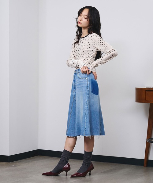 ROSE BUD(ローズバッド)の「SHEER VELOUR DOT TOP(Tシャツ/カットソー・レディース・ライトブルー/オフホワイト/グレー・ONE SIZE)」の9枚目の写真