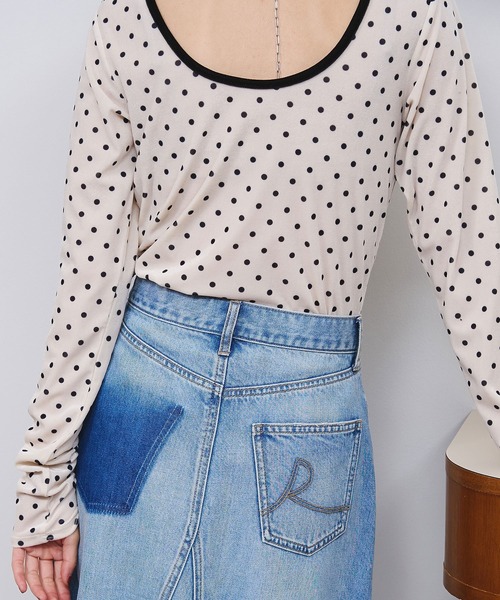 ROSE BUD(ローズバッド)の「SHEER VELOUR DOT TOP(Tシャツ/カットソー・レディース・ライトブルー/オフホワイト/グレー・ONE SIZE)」の14枚目の写真