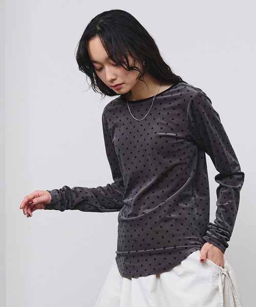 ROSE BUD(ローズバッド)の「SHEER VELOUR DOT TOP(Tシャツ/カットソー・レディース・ライトブルー/オフホワイト/グレー・ONE SIZE)」の18枚目の写真