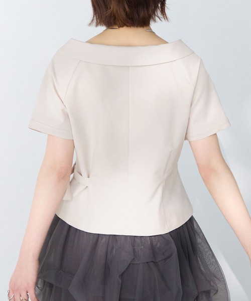 Elishe(エリシェ)の「ダブルボタントレンチトップス(シャツ/ブラウス・レディース・ネイビー/アイボリー/チャコールグレー/ベージュ・FREE)」の7枚目の写真