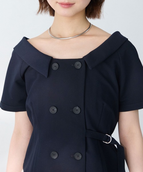 Elishe(エリシェ)の「ダブルボタントレンチトップス(シャツ/ブラウス・レディース・ネイビー/アイボリー/チャコールグレー/ベージュ・FREE)」の22枚目の写真
