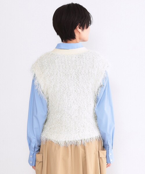 OPAQUE.CLIP(オペークドットクリップ)の「フリンジニットベスト【洗濯機OK】(ニット/セーター・レディース・アイボリー/ライトグレー・00)」の6枚目の写真