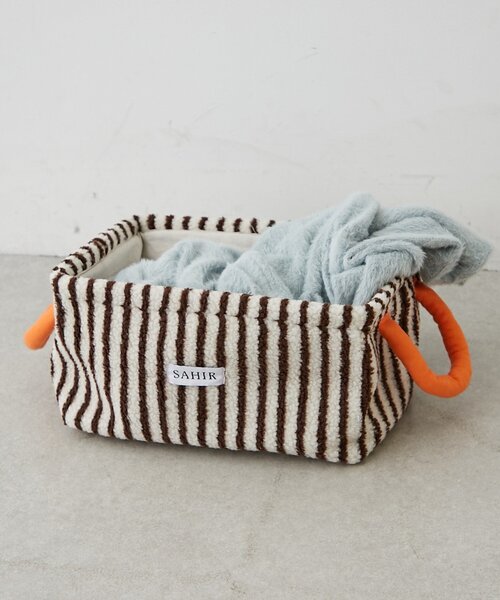 SAHIR(サヒール)の「【SAHIR サヒール】Fabric basket L(収納グッズ・レディース・ピンク/アイボリー・0)」の2枚目の写真
