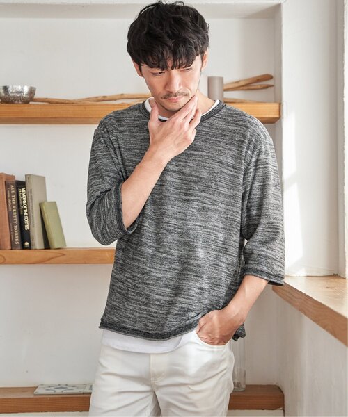 ikka(イッカ)の「【2点セット】ミックスヤーン6.5分袖インナーセット(アンサンブル・メンズ・ベージュ/ネイビー/ブラック・XL/L/M/S)」の4枚目の写真