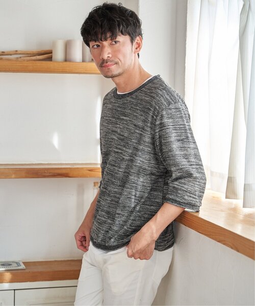 ikka(イッカ)の「【2点セット】ミックスヤーン6.5分袖インナーセット(アンサンブル・メンズ・ベージュ/ネイビー/ブラック・XL/L/M/S)」の5枚目の写真