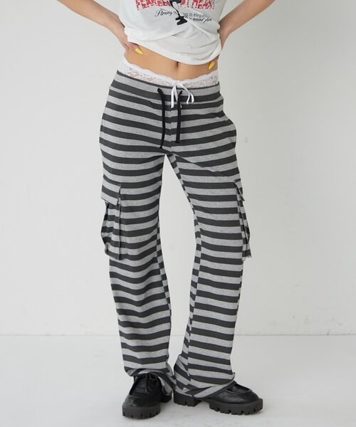 WHO'S WHO gallery（フーズフーギャラリー）の「カットボーダーカーゴパンツ（その他パンツ・レディース・ベージュ/チャコールグレー/グレー・FREE）」の7枚目の写真