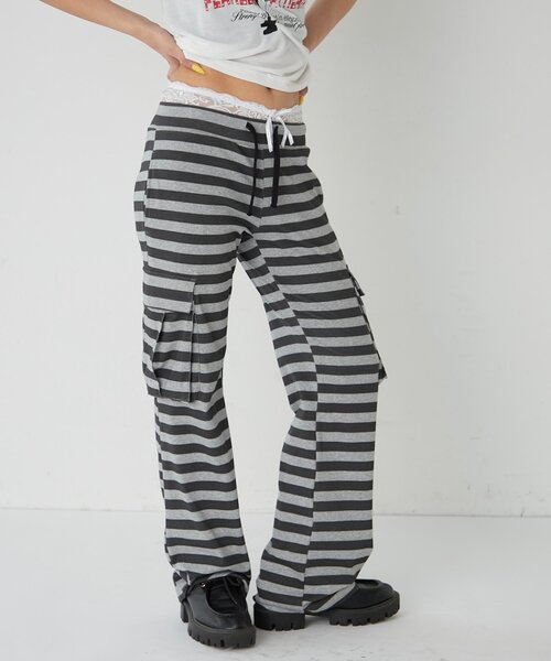 WHO'S WHO gallery（フーズフーギャラリー）の「カットボーダーカーゴパンツ（その他パンツ・レディース・ベージュ/チャコールグレー/グレー・FREE）」の8枚目の写真