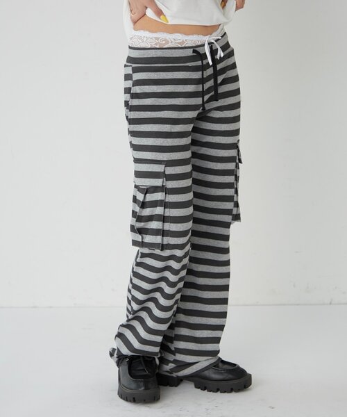 WHO'S WHO gallery（フーズフーギャラリー）の「カットボーダーカーゴパンツ（その他パンツ・レディース・ベージュ/チャコールグレー/グレー・FREE）」の9枚目の写真