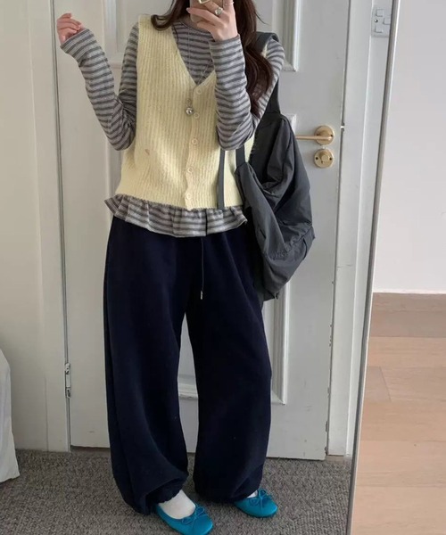 LYEON（リヨン）の「バックハートポケットスウェットパンツ/裏起毛スウェット（スウェットパンツ・レディース・ラベンダー/ネイビー/ピンク/グレー・FREE）」の11枚目の写真