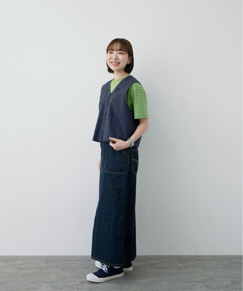 PAR ICI(パーリッシィ)の「お花カットワーク刺繍 ベスト(ベスト・レディース・ホワイト/ネイビー・FREE)」の8枚目の写真