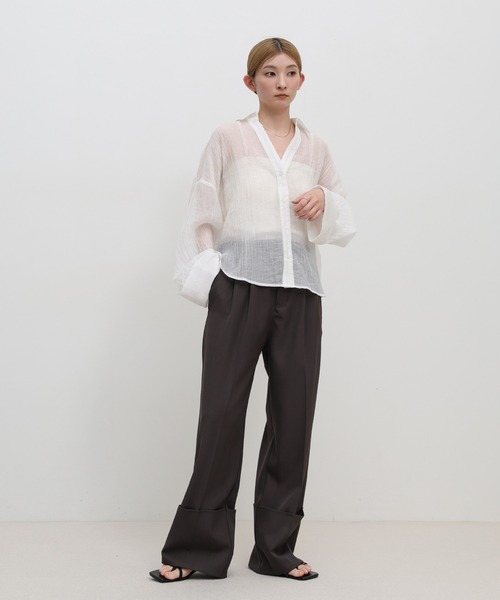 select MOCA(セレクトモカ)の「【ZOZO限定】楊柳シアースキッパーオーバーサイズシャツ(シャツ/ブラウス・レディース・オフホワイト/ブラック・FREE)」の16枚目の写真