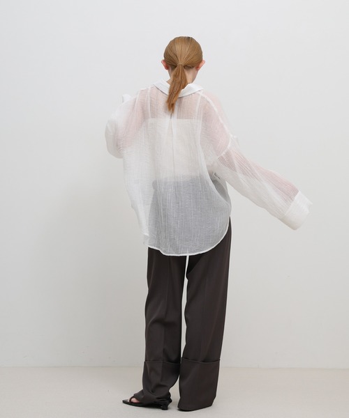 select MOCA(セレクトモカ)の「【ZOZO限定】楊柳シアースキッパーオーバーサイズシャツ(シャツ/ブラウス・レディース・オフホワイト/ブラック・FREE)」の9枚目の写真