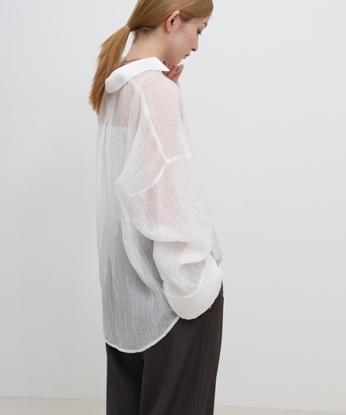select MOCA(セレクトモカ)の「【ZOZO限定】楊柳シアースキッパーオーバーサイズシャツ(シャツ/ブラウス・レディース・オフホワイト/ブラック・FREE)」の10枚目の写真