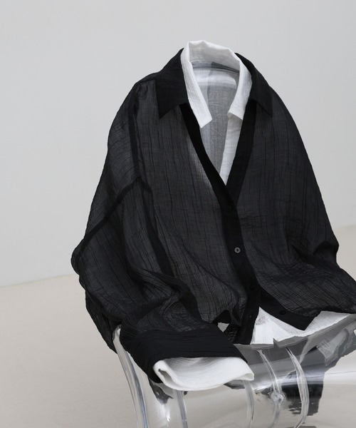 select MOCA(セレクトモカ)の「【ZOZO限定】楊柳シアースキッパーオーバーサイズシャツ(シャツ/ブラウス・レディース・オフホワイト/ブラック・FREE)」の11枚目の写真