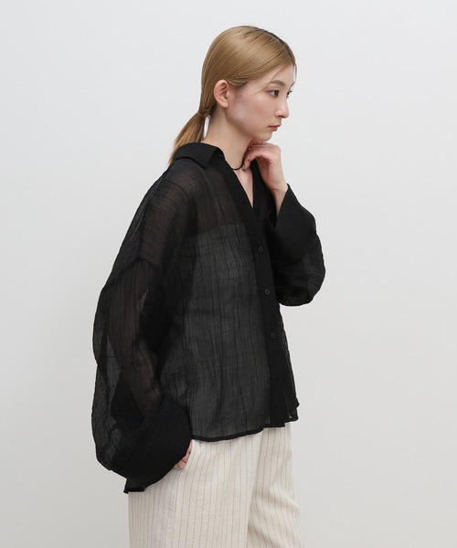 select MOCA(セレクトモカ)の「【ZOZO限定】楊柳シアースキッパーオーバーサイズシャツ(シャツ/ブラウス・レディース・オフホワイト/ブラック・FREE)」の18枚目の写真