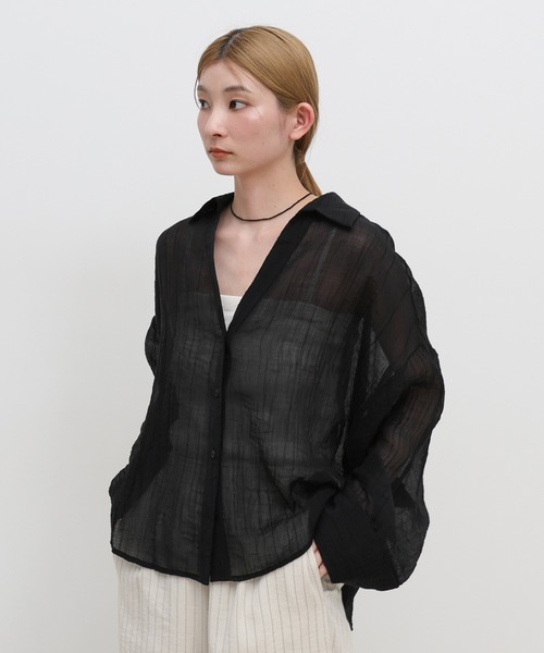 select MOCA(セレクトモカ)の「【ZOZO限定】楊柳シアースキッパーオーバーサイズシャツ(シャツ/ブラウス・レディース・オフホワイト/ブラック・FREE)」の17枚目の写真