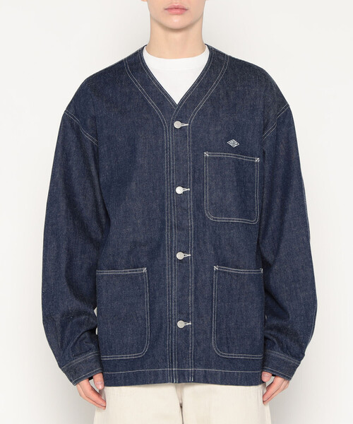 Men's Denim Collarless Jacket