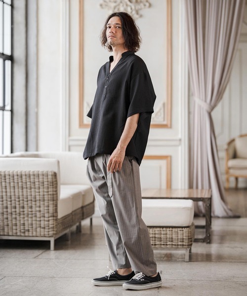 CAMBIO(カンビオ)の「mhs2553-Crepe Skipper Shirts スキッパーシャツ(CAM26SS-026)(シャツ/ブラウス・メンズ・ブラック/ホワイト/チャコール・L/M/S)」の16枚目の写真