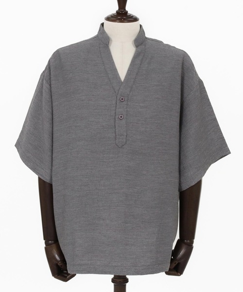 CAMBIO(カンビオ)の「mhs2553-Crepe Skipper Shirts スキッパーシャツ(CAM26SS-026)(シャツ/ブラウス・メンズ・ブラック/ホワイト/チャコール・L/M/S)」の5枚目の写真