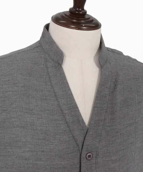 CAMBIO(カンビオ)の「mhs2553-Crepe Skipper Shirts スキッパーシャツ(CAM26SS-026)(シャツ/ブラウス・メンズ・ブラック/ホワイト/チャコール・L/M/S)」の7枚目の写真