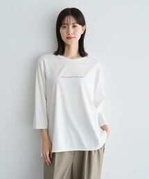 ラウンドヘム7分袖ロゴTee