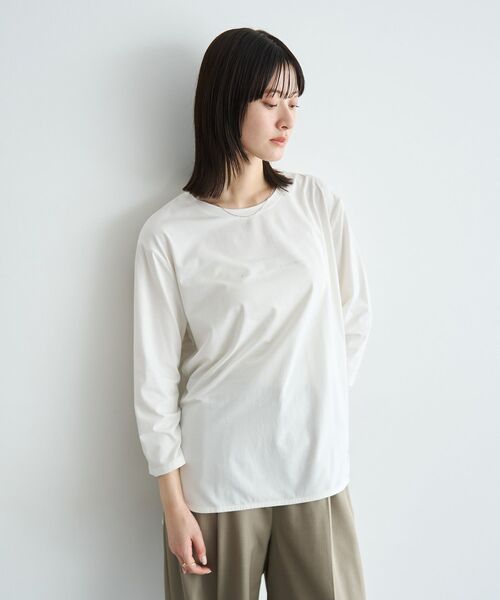 YECCA VECCA(イェッカヴェッカ)の「ラウンドヘム7分袖ロゴTee(Tシャツ/カットソー・レディース・シルバー/オフホワイト・FREE)」の4枚目の写真