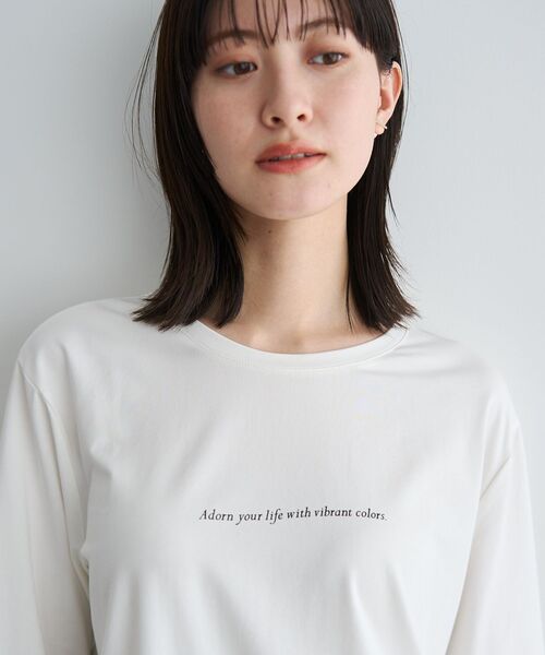 YECCA VECCA(イェッカヴェッカ)の「ラウンドヘム7分袖ロゴTee(Tシャツ/カットソー・レディース・シルバー/オフホワイト・FREE)」の5枚目の写真