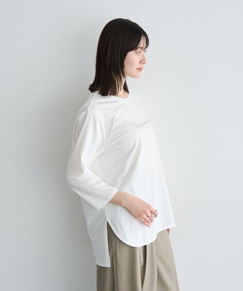 YECCA VECCA(イェッカヴェッカ)の「ラウンドヘム7分袖ロゴTee(Tシャツ/カットソー・レディース・シルバー/オフホワイト・FREE)」の8枚目の写真