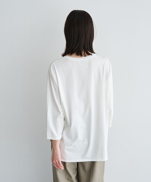 YECCA VECCA(イェッカヴェッカ)の「ラウンドヘム7分袖ロゴTee(Tシャツ/カットソー・レディース・シルバー/オフホワイト・FREE)」の9枚目の写真