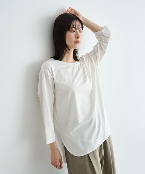 YECCA VECCA(イェッカヴェッカ)の「ラウンドヘム7分袖ロゴTee(Tシャツ/カットソー・レディース・シルバー/オフホワイト・FREE)」の15枚目の写真