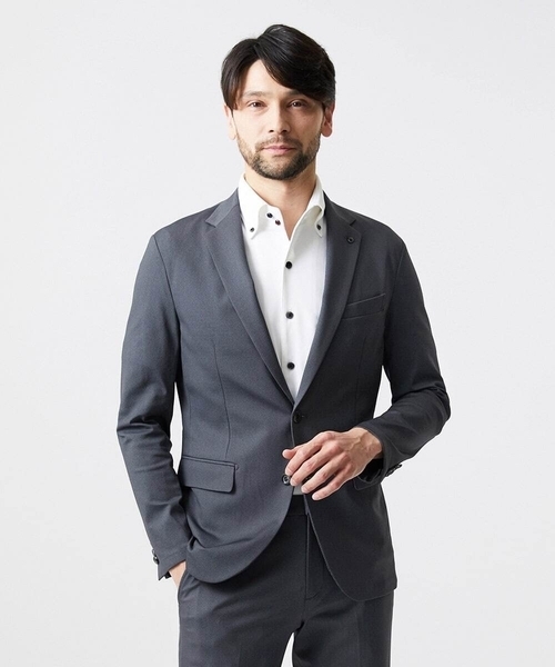 MICHEL KLEIN HOMME (ミッシェルクランオム)の「【セットアップ】ストレッチテーラードジャケット(Tシャツ/カットソー・メンズ・グレー/ネイビー・MEDIUM/LARGE/X-LARGE)」の1枚目の写真