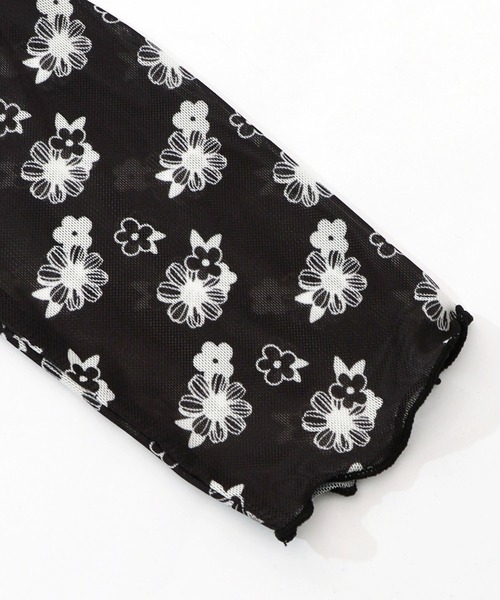 ScoLar（スカラー）の「161635：花ネコ柄チュール切替ロングスリーブTシャツ（Tシャツ/カットソー・レディース・ブラック/グリーン/オフホワイト・M）」の18枚目の写真