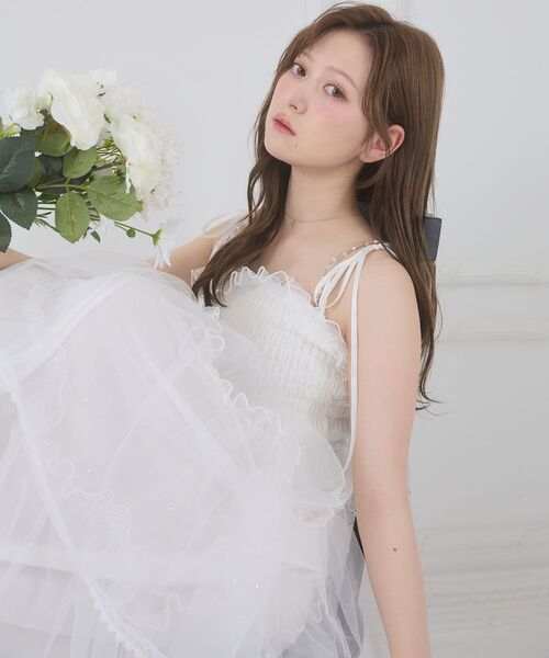 MAJESTIC LEGON（マジェスティックレゴン）の「チェーン付きキラキラキャミワンピ（ワンピース・レディース・グレー/ブラック/アイボリー/ピンク・MEDIUM/SMALL/X-SMALL）」の9枚目の写真