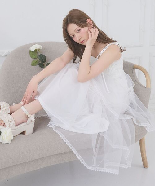 MAJESTIC LEGON（マジェスティックレゴン）の「チェーン付きキラキラキャミワンピ（ワンピース・レディース・グレー/ブラック/アイボリー/ピンク・MEDIUM/SMALL/X-SMALL）」の10枚目の写真