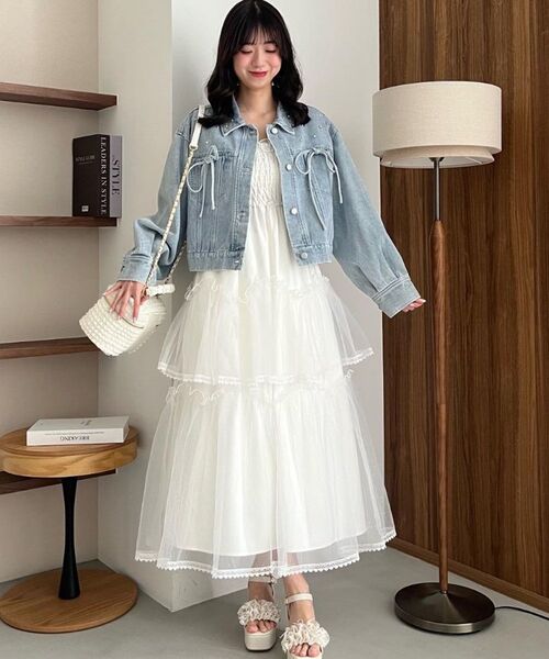 MAJESTIC LEGON（マジェスティックレゴン）の「チェーン付きキラキラキャミワンピ（ワンピース・レディース・グレー/ブラック/アイボリー/ピンク・MEDIUM/SMALL/X-SMALL）」の12枚目の写真