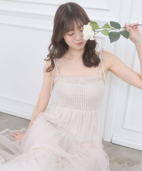 MAJESTIC LEGON（マジェスティックレゴン）の「チェーン付きキラキラキャミワンピ（ワンピース・レディース・グレー/ブラック/アイボリー/ピンク・MEDIUM/SMALL/X-SMALL）」の15枚目の写真