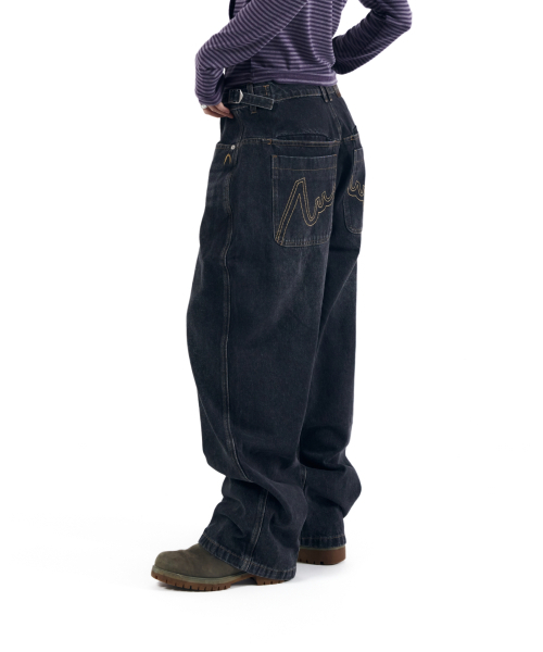 AAKAM（アーカム）の「Stitched Baggy Denim Pants (Black)（デニムパンツ・レディース・その他・1/2）」の4枚目の写真